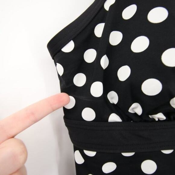 Lands End Black White Polka Dot Halter Neck Swim Tankini Top Size 10P - Picture 8 of 10